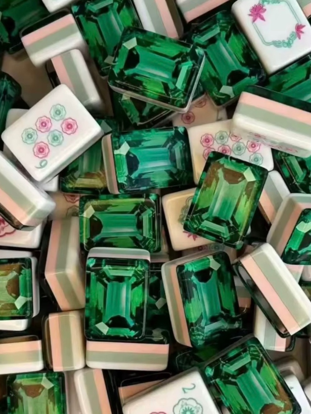 Great Quality Emerald Green 160 Mahjong Acrylic Tiles Set 4 Layer New
